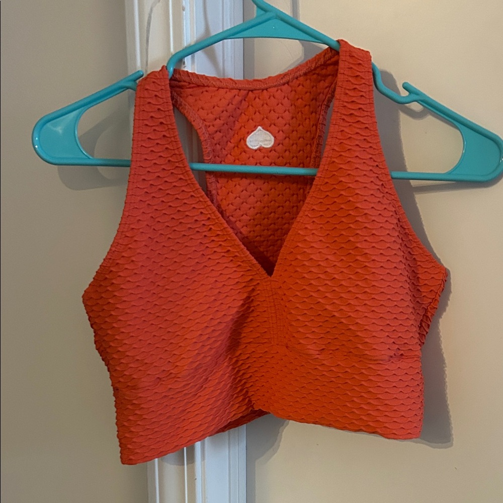 Women's Orange Textured Sports Bra